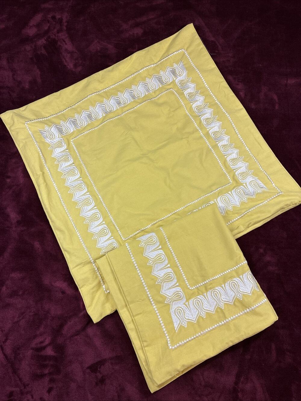 Echo Yellow Chartreuse Embroidered Euro Sham Pillow Cover 26x26 Hidden Zipper
